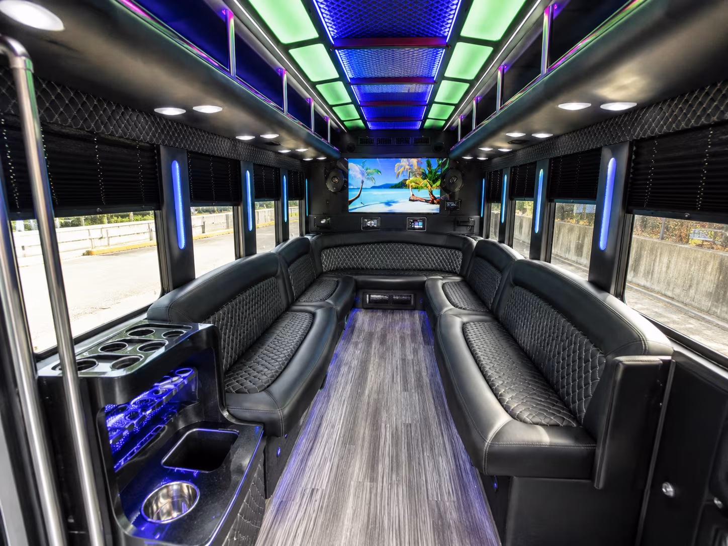 ceres 18 passenger party bus inside