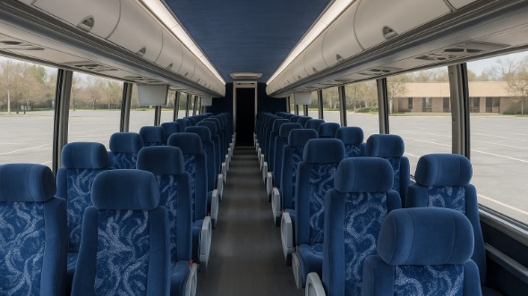 Interior of Charter Bus Company Fremont's 55 Passenger Charter Bus in Fremont